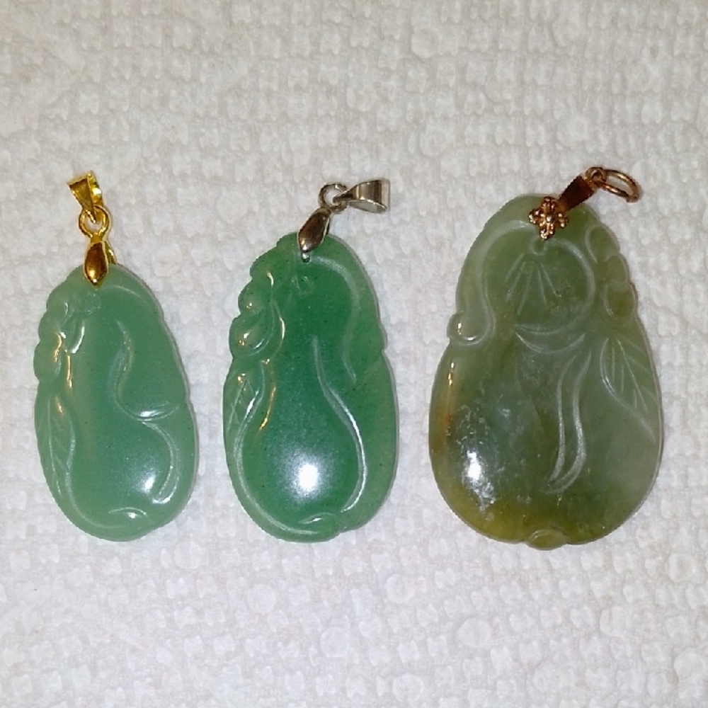 New Vintage Green Jade Pendant Set
